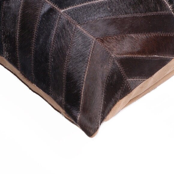 Natural Home Decor Torino Chevron Cowhide Pillow | 2-Piece | Chocolate | 18"x18" - Picture 2 of 2